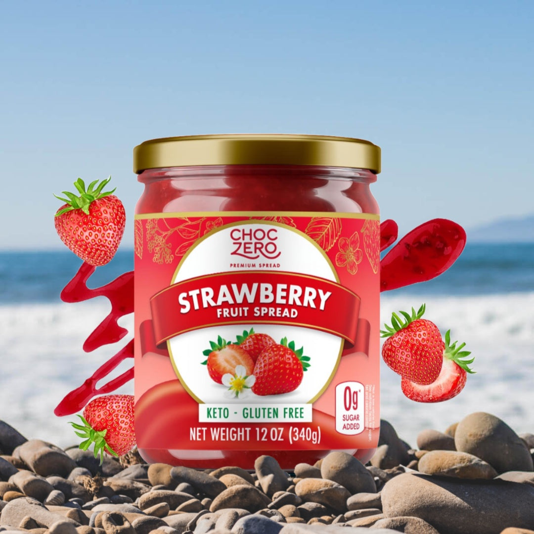 Keto Strawberry Fruit Spread, No Sugar Added, Keto Friendly, All Natural, Gluten Free, Sweetened with Monk Fruit (1 jar, 12 oz)